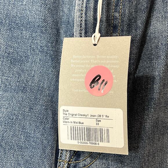 Everlane The Original Cheeky Jean Worn-in Mid Blue Women 33 Regular NWT - Picture 7 of 13
